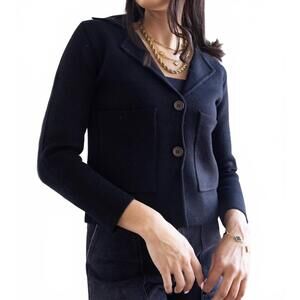 NEW THEO & SPENCE cropped button-down blazer in black